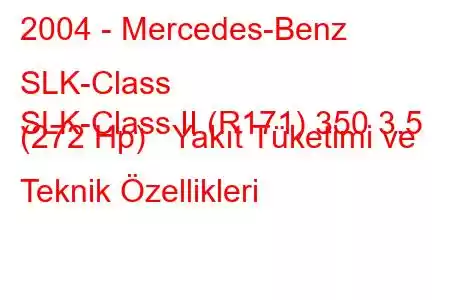 2004 - Mercedes-Benz SLK-Class
SLK-Class II (R171) 350 3.5 (272 Hp) Yakıt Tüketimi ve Teknik Özellikleri