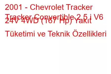 2001 - Chevrolet Tracker
Tracker Convertible 2.5 i V6 24V 4WD (167 Hp) Yakıt Tüketimi ve Teknik Özellikleri