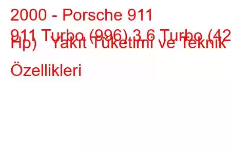 2000 - Porsche 911
911 Turbo (996) 3.6 Turbo (420 Hp) Yakıt Tüketimi ve Teknik Özellikleri