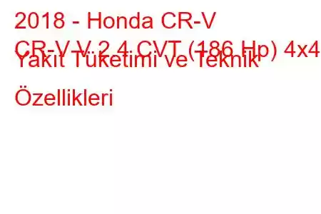 2018 - Honda CR-V
CR-V V 2.4 CVT (186 Hp) 4x4 Yakıt Tüketimi ve Teknik Özellikleri