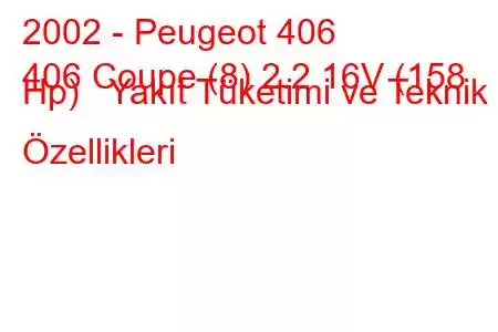 2002 - Peugeot 406
406 Coupe (8) 2.2 16V (158 Hp) Yakıt Tüketimi ve Teknik Özellikleri