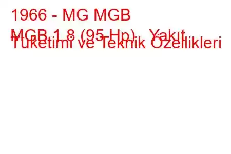 1966 - MG MGB
MGB 1.8 (95 Hp) Yakıt Tüketimi ve Teknik Özellikleri