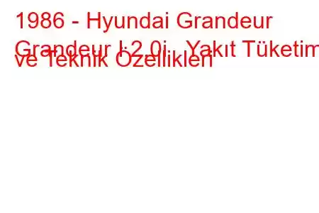 1986 - Hyundai Grandeur
Grandeur I 2.0i Yakıt Tüketimi ve Teknik Özellikleri