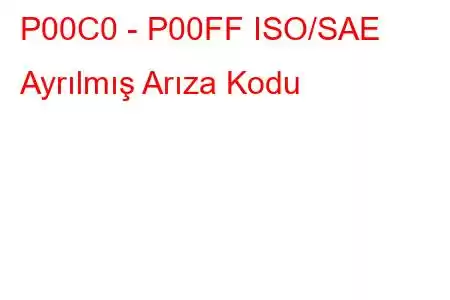 P00C0 - P00FF ISO/SAE Ayrılmış Arıza Kodu