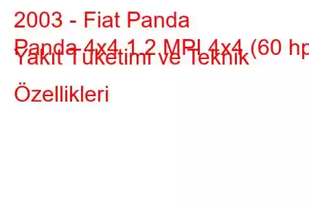 2003 - Fiat Panda
Panda 4x4 1.2 MPI 4x4 (60 hp) Yakıt Tüketimi ve Teknik Özellikleri