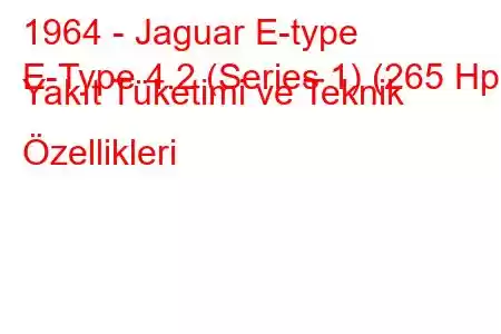 1964 - Jaguar E-type
E-Type 4.2 (Series 1) (265 Hp) Yakıt Tüketimi ve Teknik Özellikleri