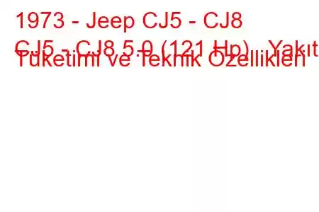 1973 - Jeep CJ5 - CJ8
CJ5 - CJ8 5.0 (121 Hp) Yakıt Tüketimi ve Teknik Özellikleri