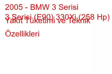 2005 - BMW 3 Serisi
3 Serisi (E90) 330Xi (258 Hp) Yakıt Tüketimi ve Teknik Özellikleri