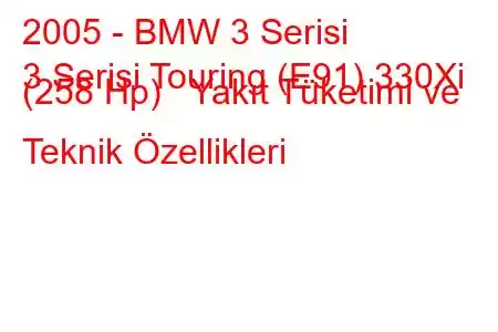 2005 - BMW 3 Serisi
3 Serisi Touring (E91) 330Xi (258 Hp) Yakıt Tüketimi ve Teknik Özellikleri