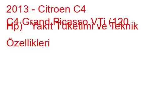 2013 - Citroen C4
C4 Grand Picasso VTi (120 Hp) Yakıt Tüketimi ve Teknik Özellikleri