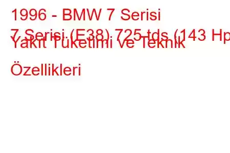 1996 - BMW 7 Serisi
7 Serisi (E38) 725 tds (143 Hp) Yakıt Tüketimi ve Teknik Özellikleri