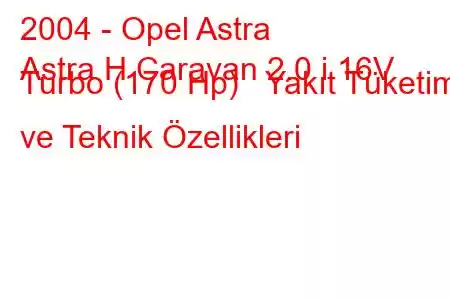 2004 - Opel Astra
Astra H Caravan 2.0 i 16V Turbo (170 Hp) Yakıt Tüketimi ve Teknik Özellikleri