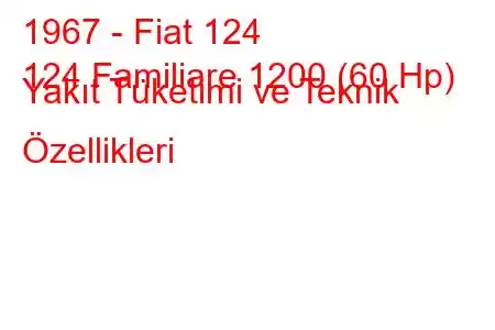 1967 - Fiat 124
124 Familiare 1200 (60 Hp) Yakıt Tüketimi ve Teknik Özellikleri