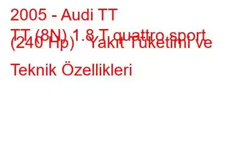 2005 - Audi TT
TT (8N) 1.8 T quattro sport (240 Hp) Yakıt Tüketimi ve Teknik Özellikleri