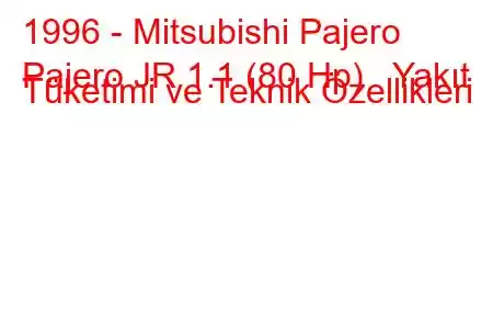 1996 - Mitsubishi Pajero
Pajero JR 1.1 (80 Hp) Yakıt Tüketimi ve Teknik Özellikleri