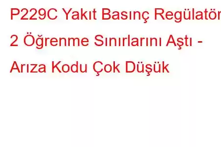 P229C Yakıt Basınç Regülatörü 2 Öğrenme Sınırlarını Aştı - Arıza Kodu Çok Düşük