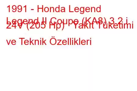 1991 - Honda Legend
Legend II Coupe (KA8) 3.2 i 24V (205 Hp) Yakıt Tüketimi ve Teknik Özellikleri