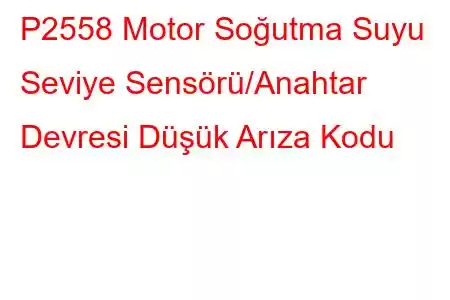 P2558 Motor Soğutma Suyu Seviye Sensörü/Anahtar Devresi Düşük Arıza Kodu