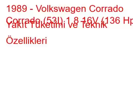 1989 - Volkswagen Corrado
Corrado (53I) 1.8 16V (136 Hp) Yakıt Tüketimi ve Teknik Özellikleri