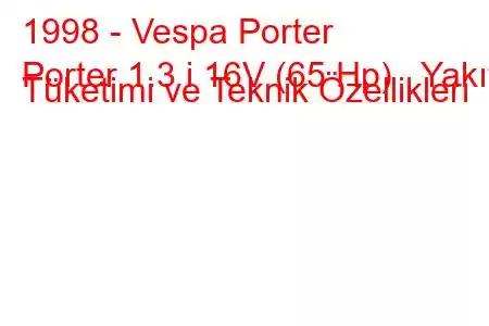 1998 - Vespa Porter
Porter 1.3 i 16V (65 Hp) Yakıt Tüketimi ve Teknik Özellikleri