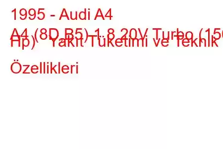 1995 - Audi A4
A4 (8D,B5) 1.8 20V Turbo (150 Hp) Yakıt Tüketimi ve Teknik Özellikleri