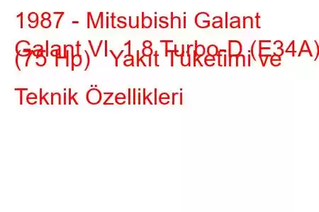 1987 - Mitsubishi Galant
Galant VI 1.8 Turbo-D (E34A) (75 Hp) Yakıt Tüketimi ve Teknik Özellikleri