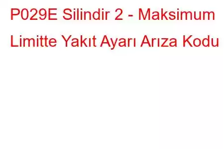 P029E Silindir 2 - Maksimum Limitte Yakıt Ayarı Arıza Kodu