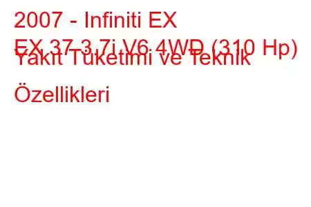 2007 - Infiniti EX
EX 37 3.7i V6 4WD (310 Hp) Yakıt Tüketimi ve Teknik Özellikleri