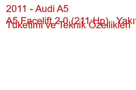 2011 - Audi A5
A5 Facelift 2.0 (211 Hp) Yakıt Tüketimi ve Teknik Özellikleri