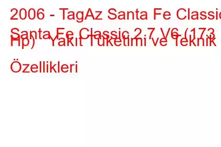 2006 - TagAz Santa Fe Classic
Santa Fe Classic 2.7 V6 (173 Hp) Yakıt Tüketimi ve Teknik Özellikleri