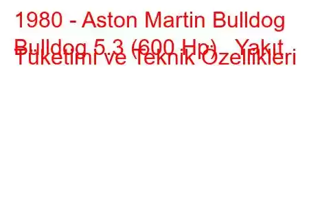 1980 - Aston Martin Bulldog
Bulldog 5.3 (600 Hp) Yakıt Tüketimi ve Teknik Özellikleri