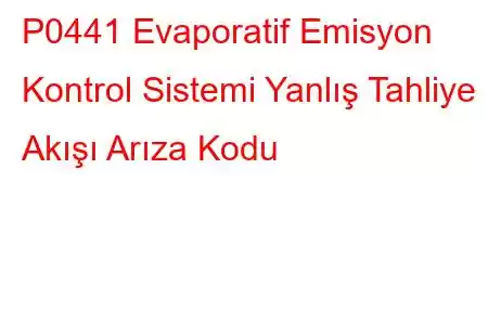 P0441 Evaporatif Emisyon Kontrol Sistemi Yanlış Tahliye Akışı Arıza Kodu