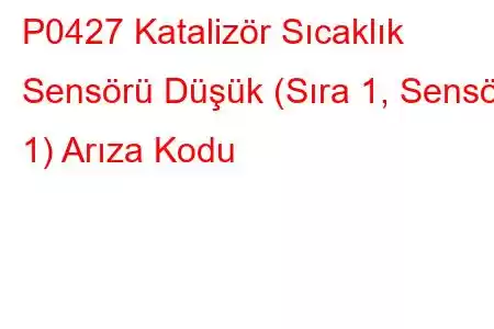 P0427 Katalizör Sıcaklık Sensörü Düşük (Sıra 1, Sensör 1) Arıza Kodu