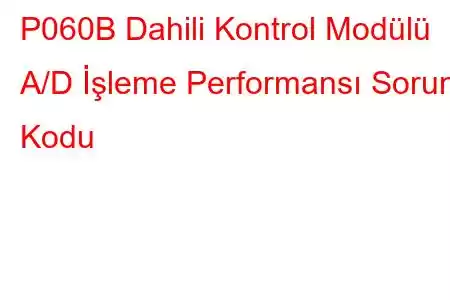 P060B Dahili Kontrol Modülü A/D İşleme Performansı Sorun Kodu