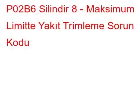 P02B6 Silindir 8 - Maksimum Limitte Yakıt Trimleme Sorun Kodu