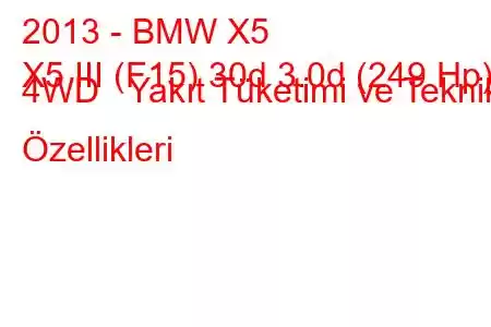 2013 - BMW X5
X5 III (F15) 30d 3.0d (249 Hp) 4WD Yakıt Tüketimi ve Teknik Özellikleri