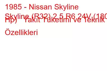 1985 - Nissan Skyline
Skyline (R32) 2.5 R6 24V (180 Hp) Yakıt Tüketimi ve Teknik Özellikleri