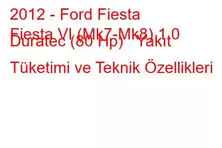 2012 - Ford Fiesta
Fiesta VI (Mk7-Mk8) 1.0 Duratec (80 Hp) Yakıt Tüketimi ve Teknik Özellikleri