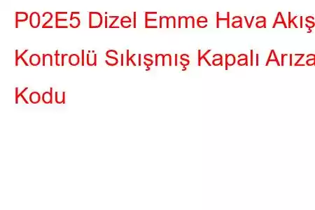 P02E5 Dizel Emme Hava Akış Kontrolü Sıkışmış Kapalı Arıza Kodu