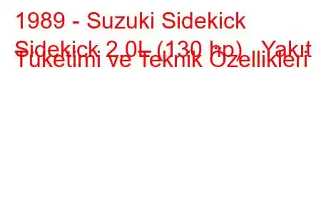 1989 - Suzuki Sidekick
Sidekick 2.0L (130 hp) Yakıt Tüketimi ve Teknik Özellikleri