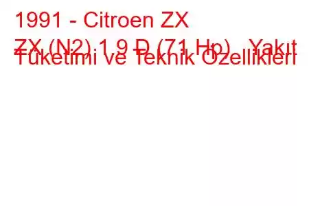 1991 - Citroen ZX
ZX (N2) 1.9 D (71 Hp) Yakıt Tüketimi ve Teknik Özellikleri