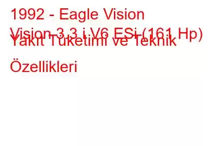 1992 - Eagle Vision
Vision 3.3 i V6 ESi (161 Hp) Yakıt Tüketimi ve Teknik Özellikleri