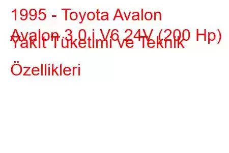 1995 - Toyota Avalon
Avalon 3.0 i V6 24V (200 Hp) Yakıt Tüketimi ve Teknik Özellikleri