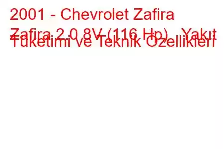 2001 - Chevrolet Zafira
Zafira 2.0 8V (116 Hp) Yakıt Tüketimi ve Teknik Özellikleri