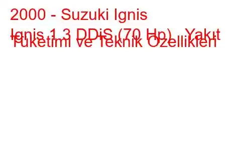 2000 - Suzuki Ignis
Ignis 1.3 DDiS (70 Hp) Yakıt Tüketimi ve Teknik Özellikleri