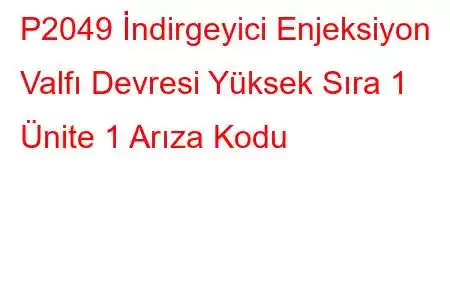 P2049 İndirgeyici Enjeksiyon Valfı Devresi Yüksek Sıra 1 Ünite 1 Arıza Kodu