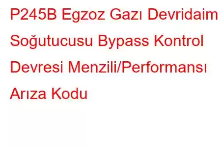 P245B Egzoz Gazı Devridaim Soğutucusu Bypass Kontrol Devresi Menzili/Performansı Arıza Kodu