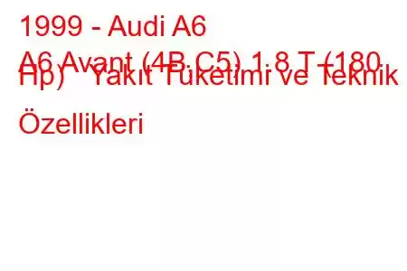 1999 - Audi A6
A6 Avant (4B,C5) 1.8 T (180 Hp) Yakıt Tüketimi ve Teknik Özellikleri