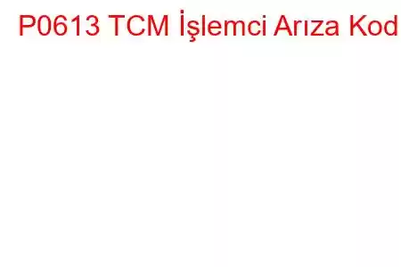 P0613 TCM İşlemci Arıza Kodu