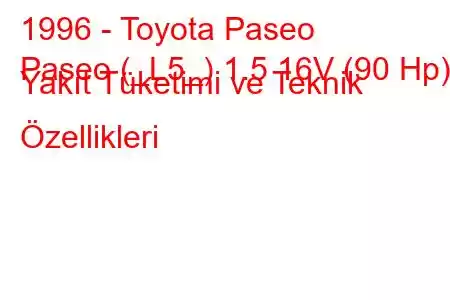 1996 - Toyota Paseo
Paseo (_L5_) 1.5 16V (90 Hp) Yakıt Tüketimi ve Teknik Özellikleri